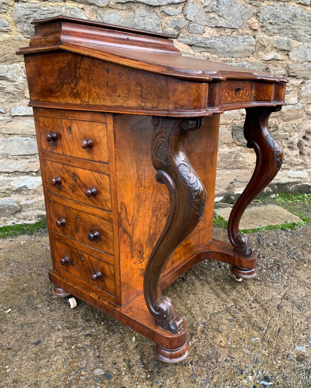 Victorian Burr Walnut Davenport View XVII
