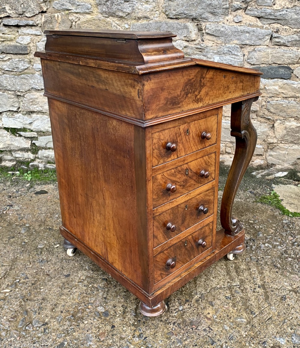 Victorian Burr Walnut Davenport View XIX