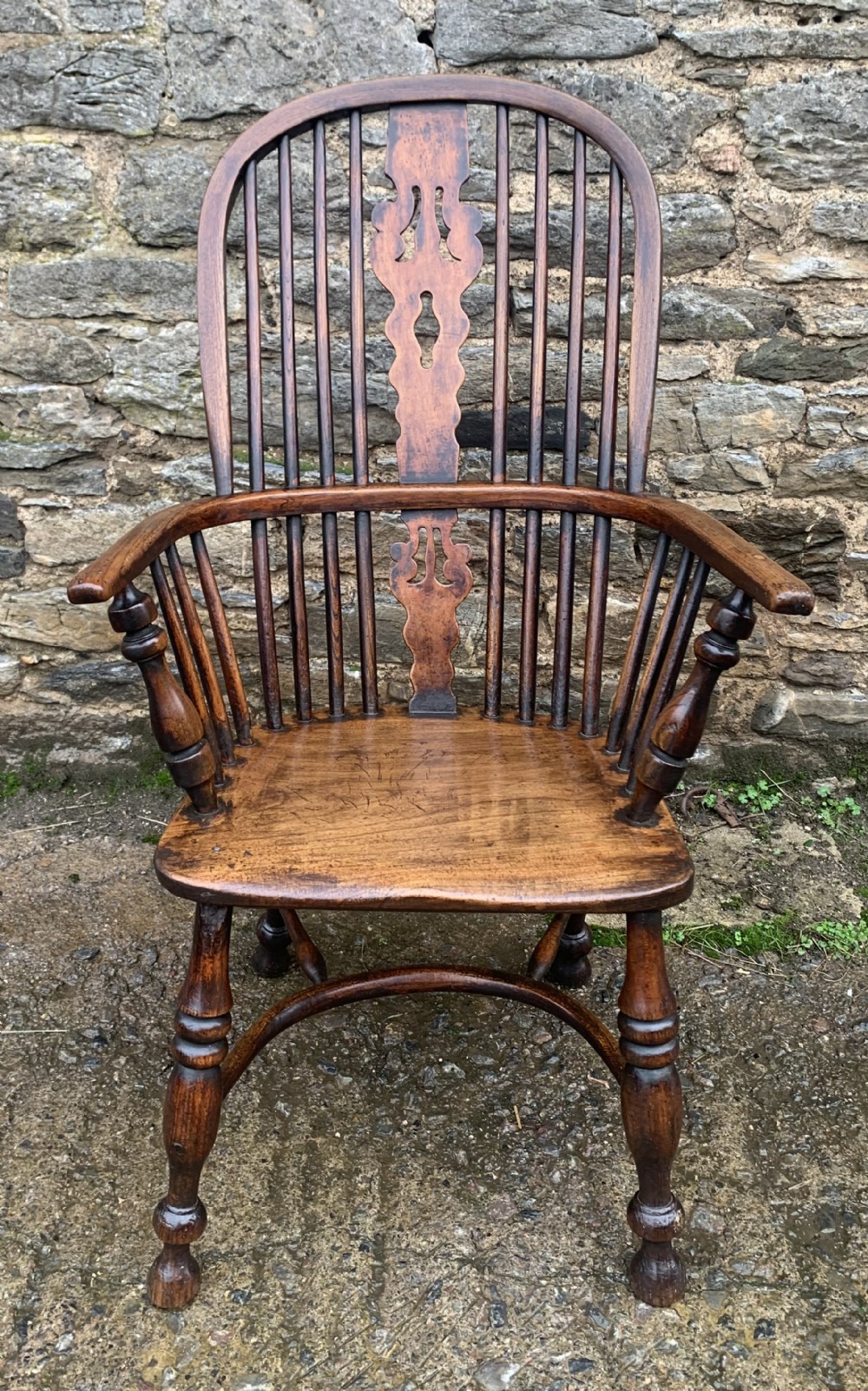 Antique Windsor Chair with Crinoline Stretcher
