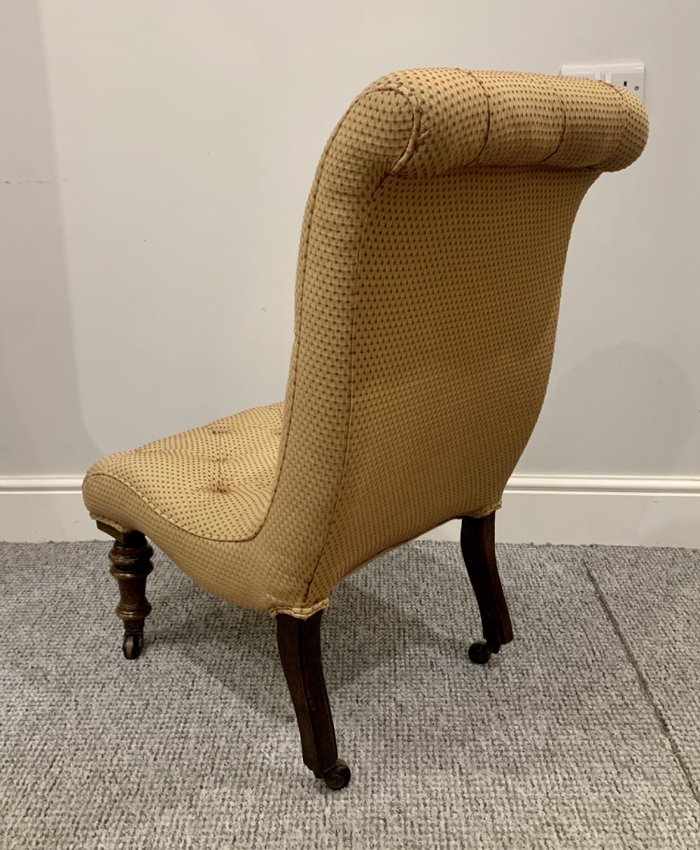 Antique Victorian Upholstered Slipper Chair View V