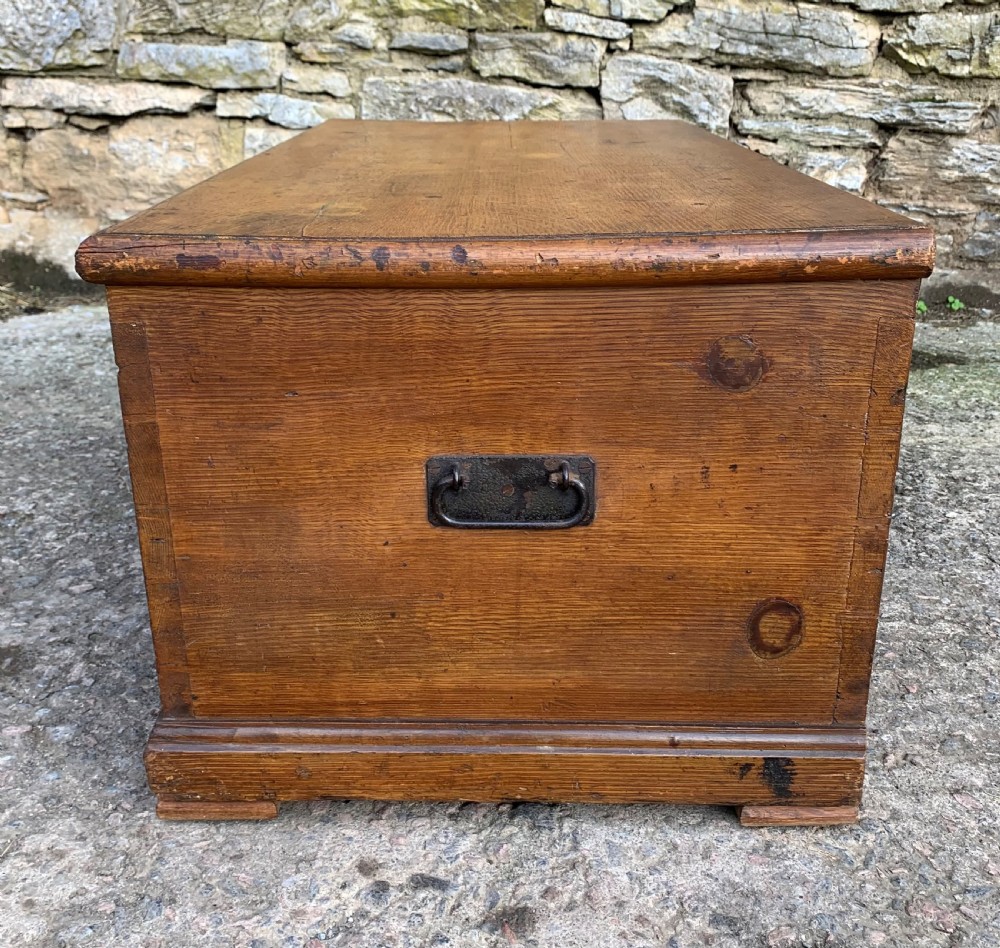 Antique Pine and Simulated Elm Blanket Chest View X