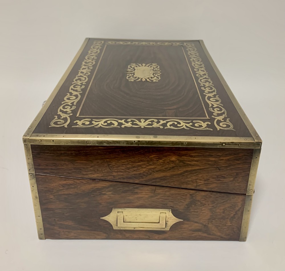 Antique Rosewood Brass Inlaid Writing Slope Box View III