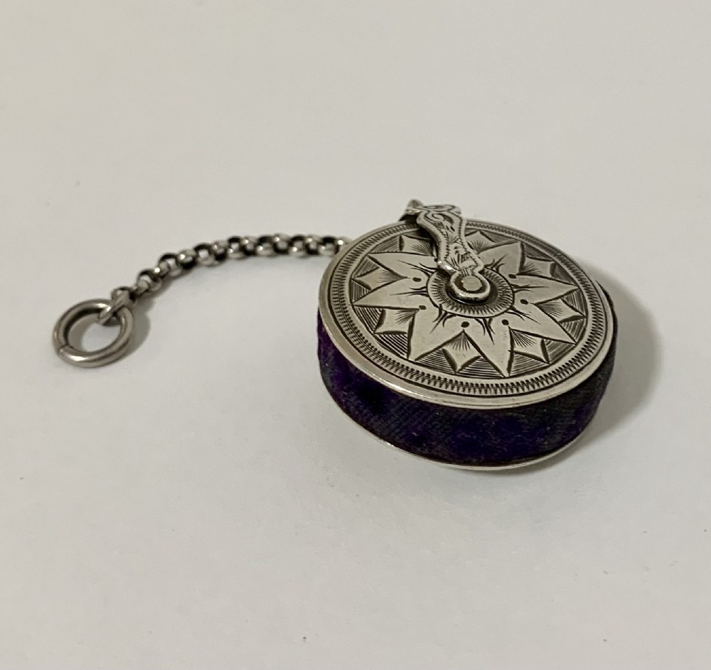 Antique Silver Wheel Pin Cushion Chatelaine