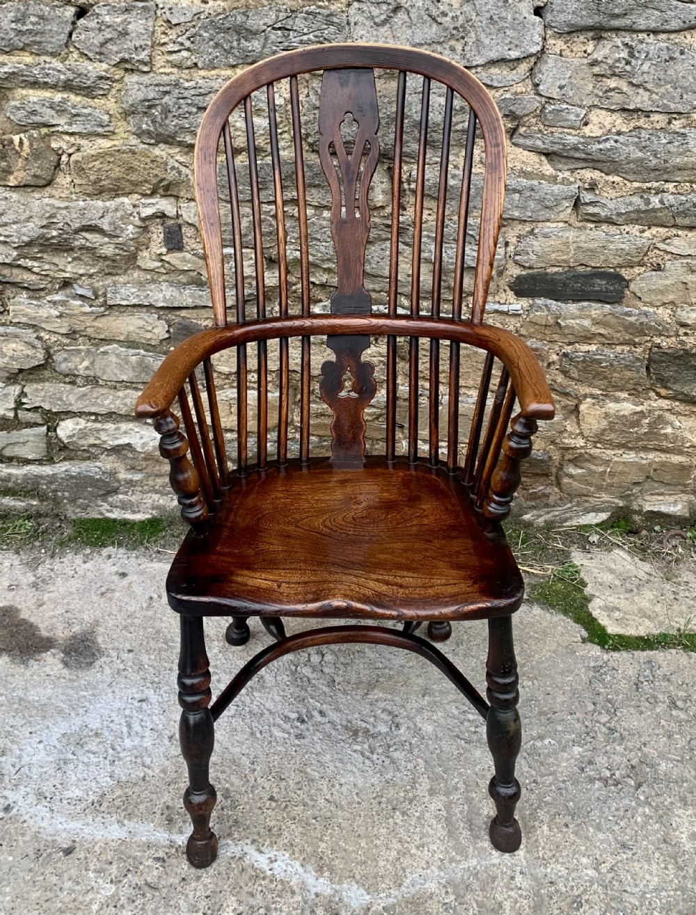 Antique Windsor Chair with Crinoline Stretcher