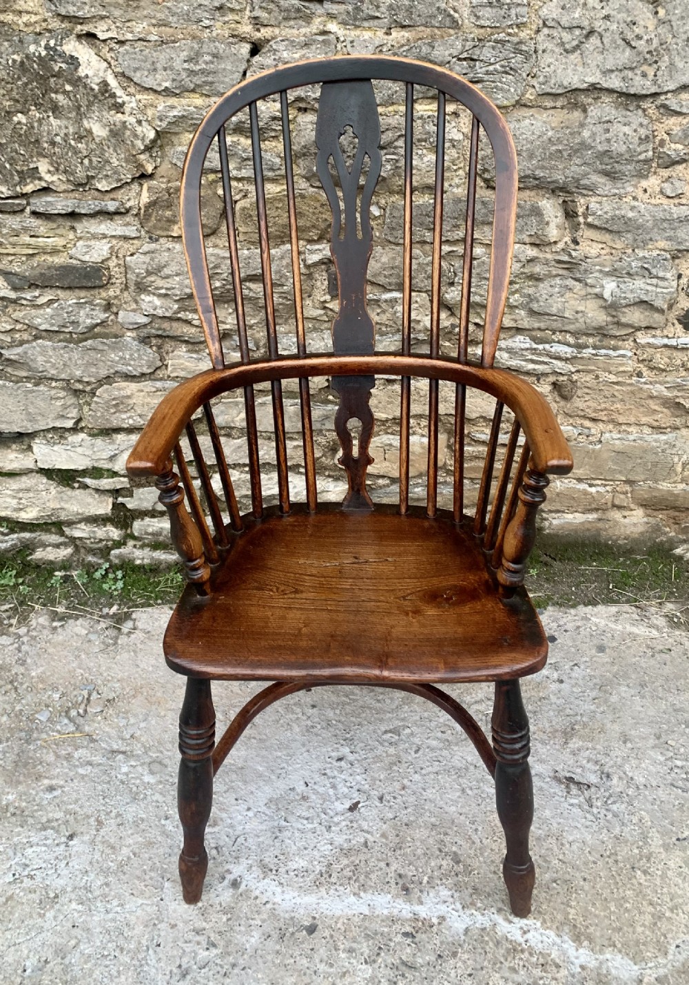 Antique Windsor Chair with Crinoline Stretcher