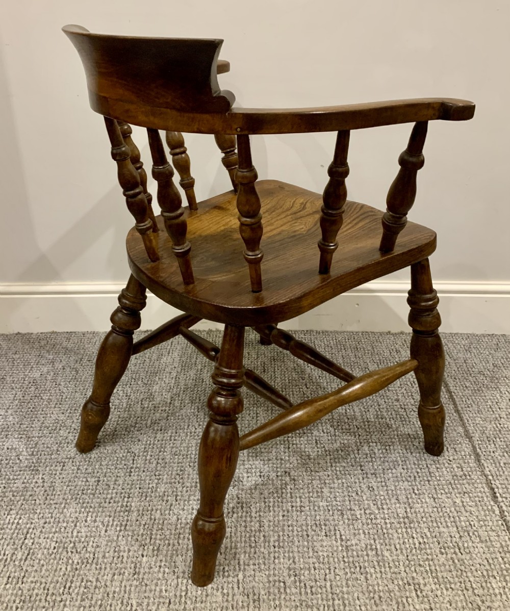 Antique Elm Smokers Bow Captains Armchair View VIII