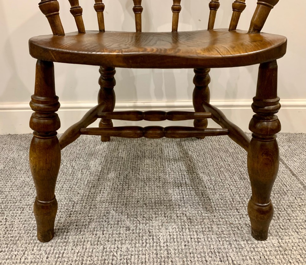 Antique Elm Smokers Bow Captains Armchair View XI