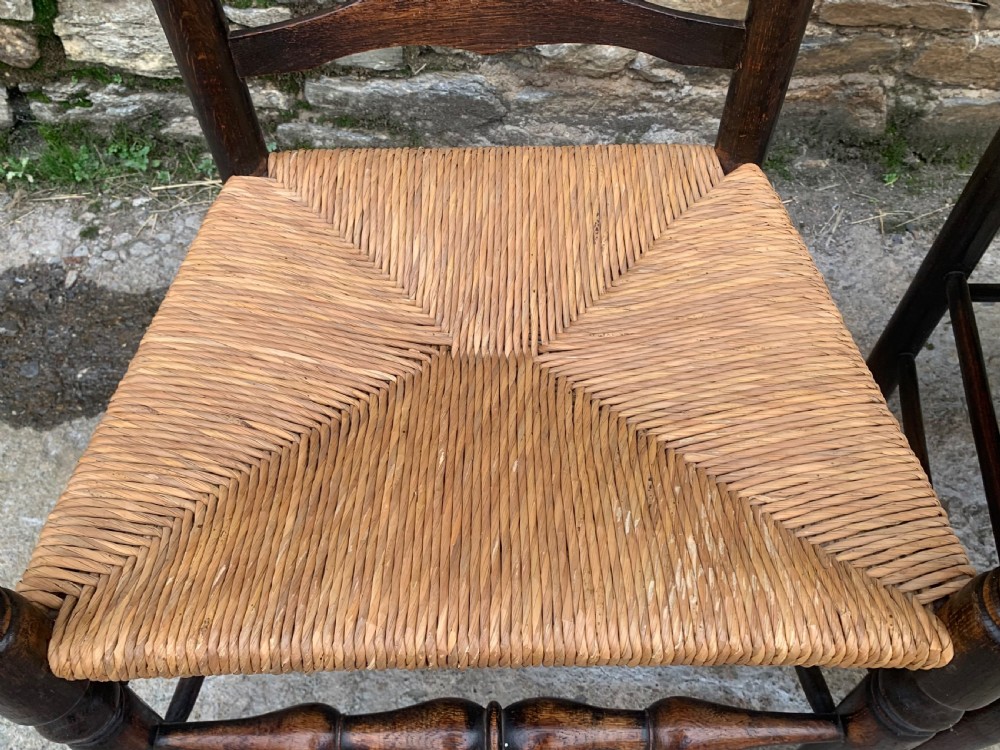 Pair of Rush Seat Ladderback Carver Chairs View III