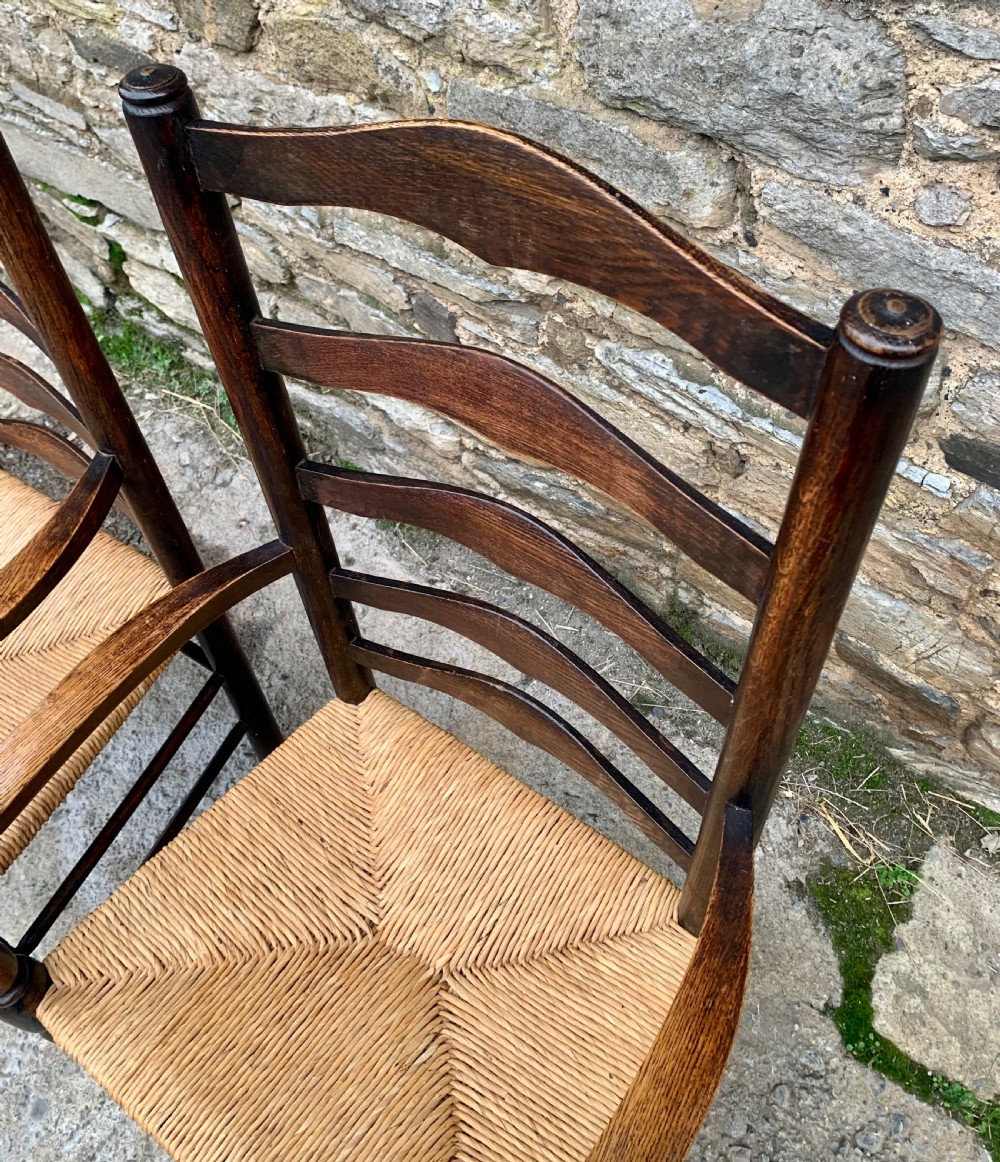 Pair of Rush Seat Ladderback Carver Chairs View VI