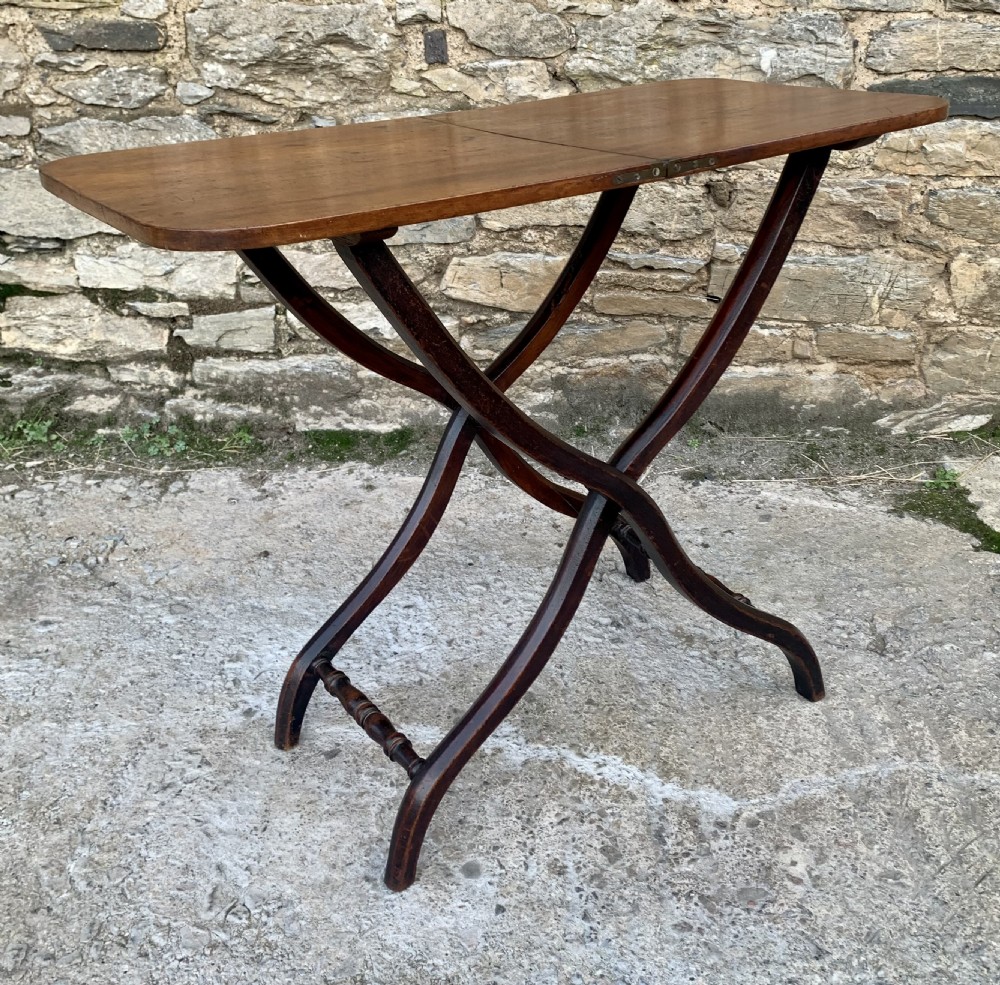 Antique Mahogany Folding Coaching Table View XIV