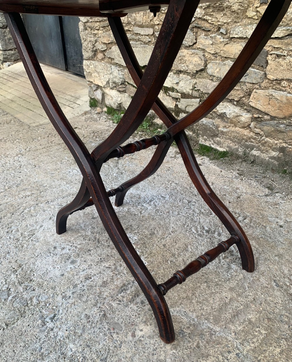Antique Mahogany Folding Coaching Table View XVIII