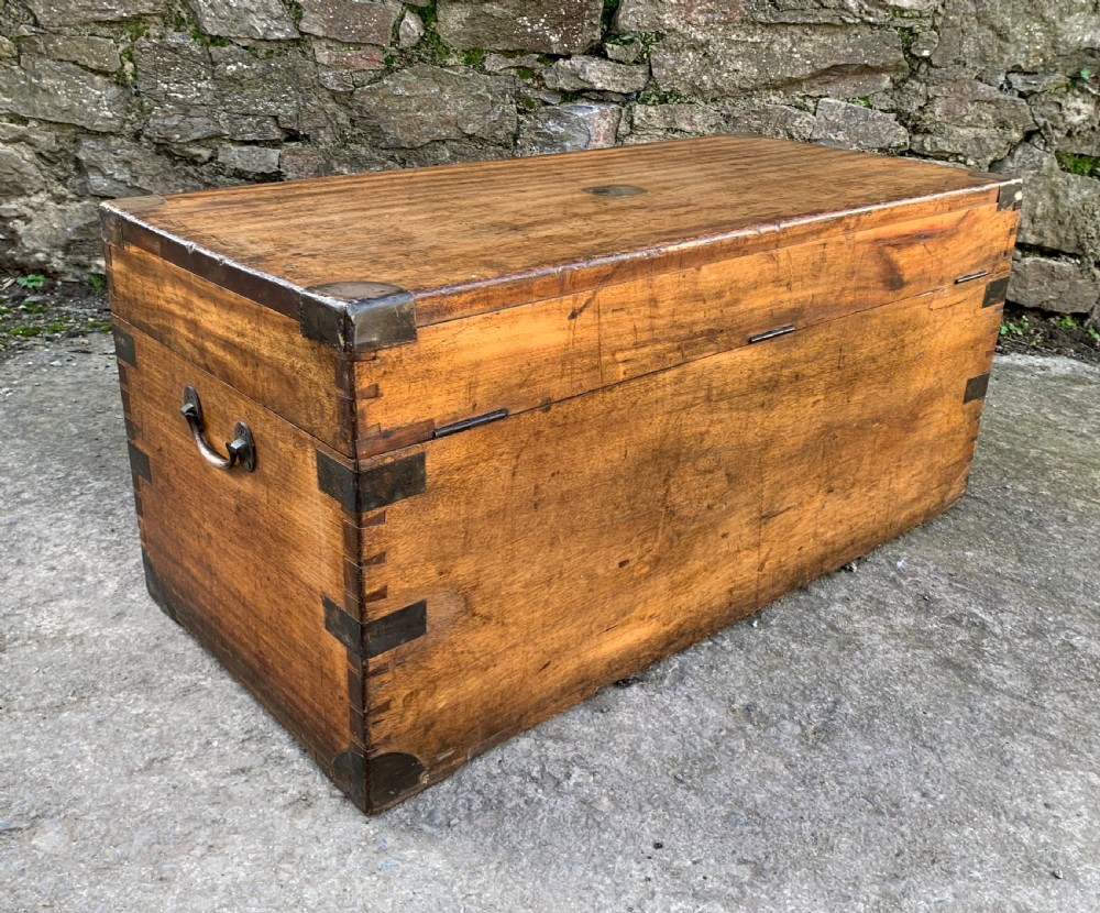 Antique Camphor Wood Military Trunk View X