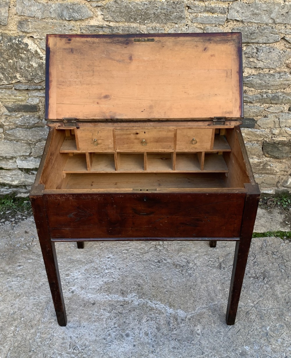 Antique Victorian Stained Pine Clerks Desk View V