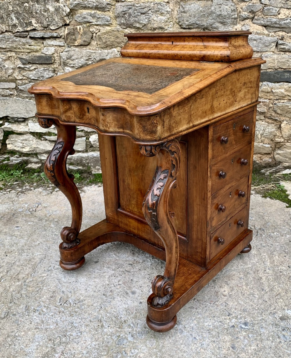 Victorian Burr Walnut Davenport Desk
