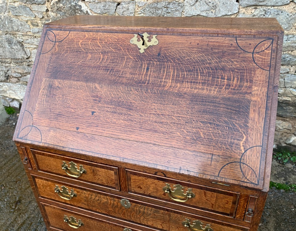 Georgian Oak Cross Banded Bureau View X