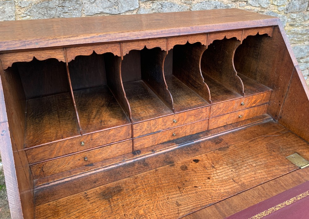 Georgian Oak Cross Banded Bureau View XVIII