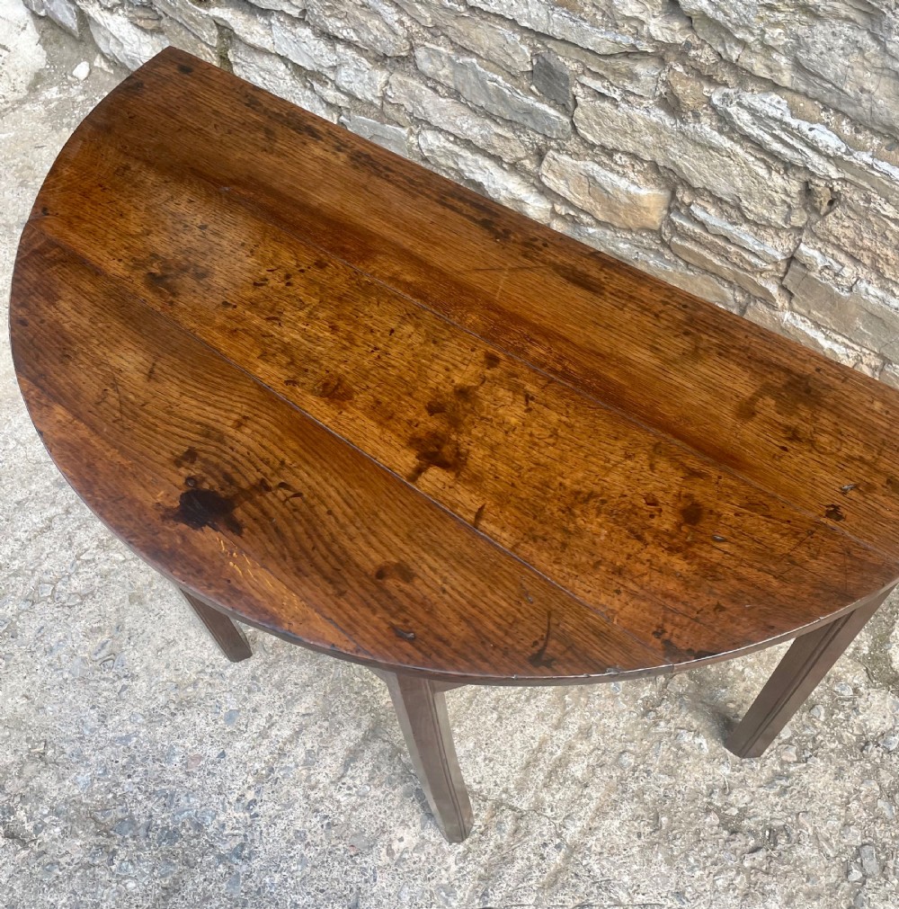 Antique Georgian Oak Demi Lune Table View III