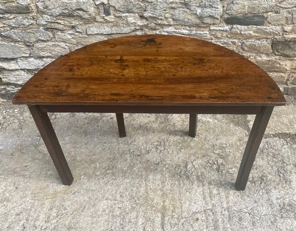Antique Georgian Oak Demi Lune Table View VI