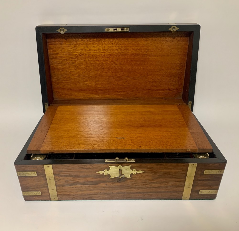 Victorian Rosewood Brass Bound Writing Slope View IX