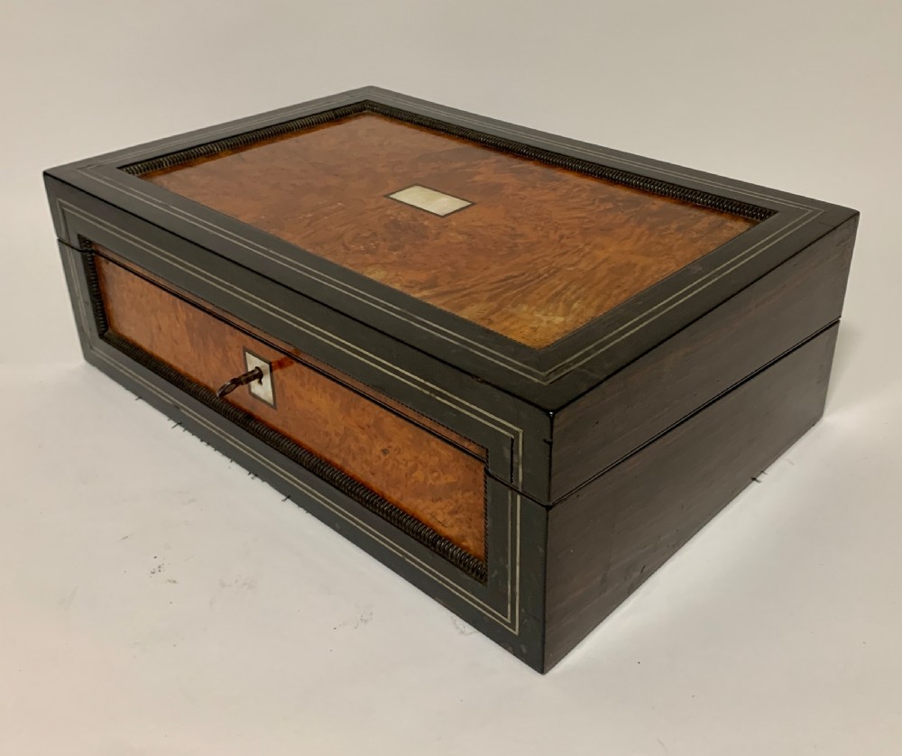 Antique Ebony and Burr Wood Writing Slope View III