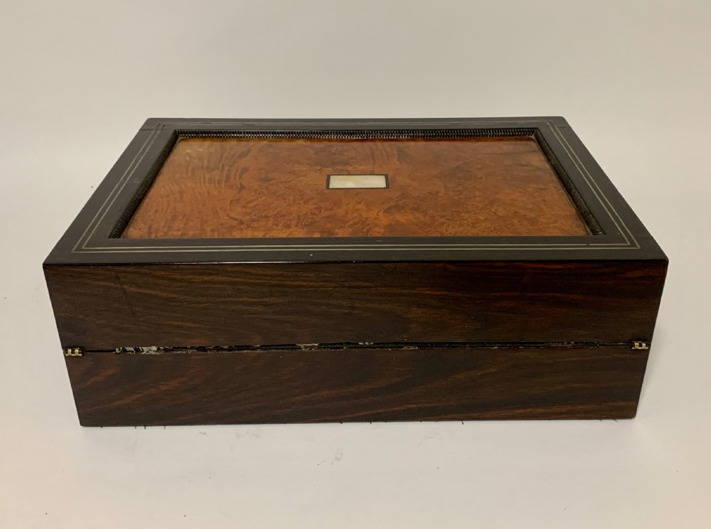 Antique Ebony and Burr Wood Writing Slope View V