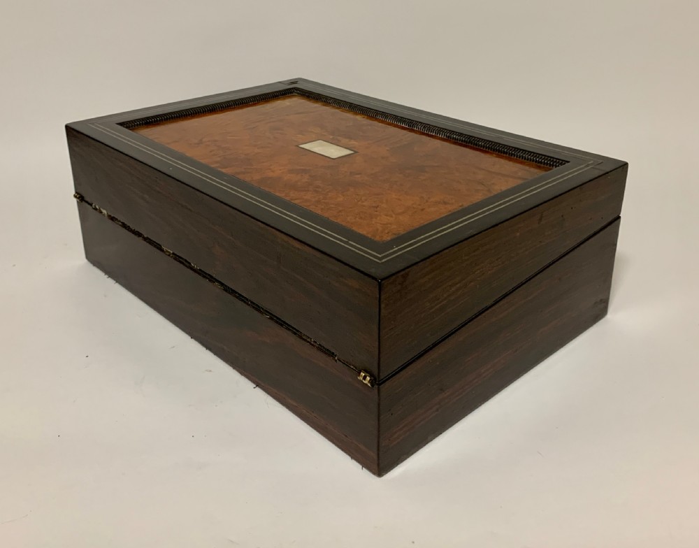 Antique Ebony and Burr Wood Writing Slope View VI
