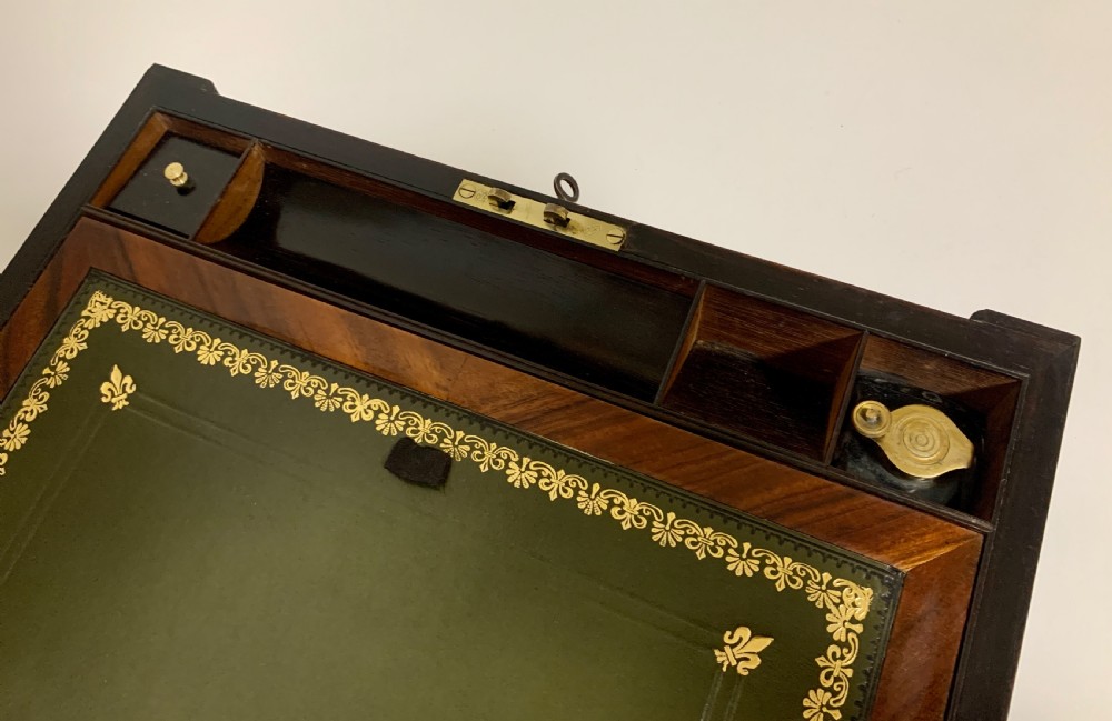 Antique Ebony and Burr Wood Writing Slope View XII