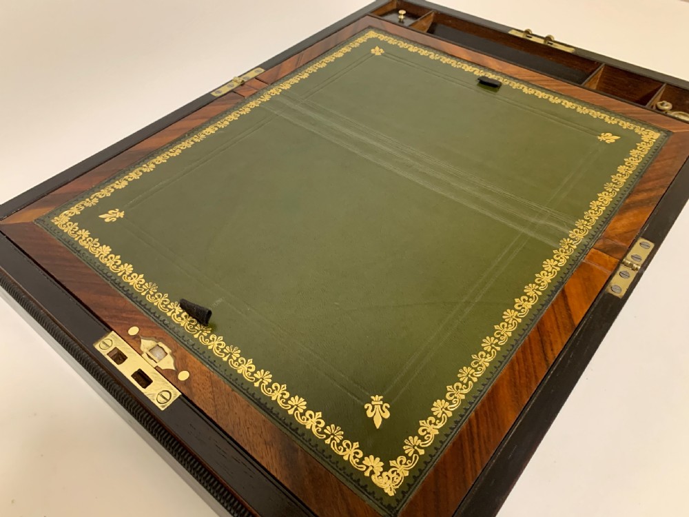 Antique Ebony and Burr Wood Writing Slope View XV