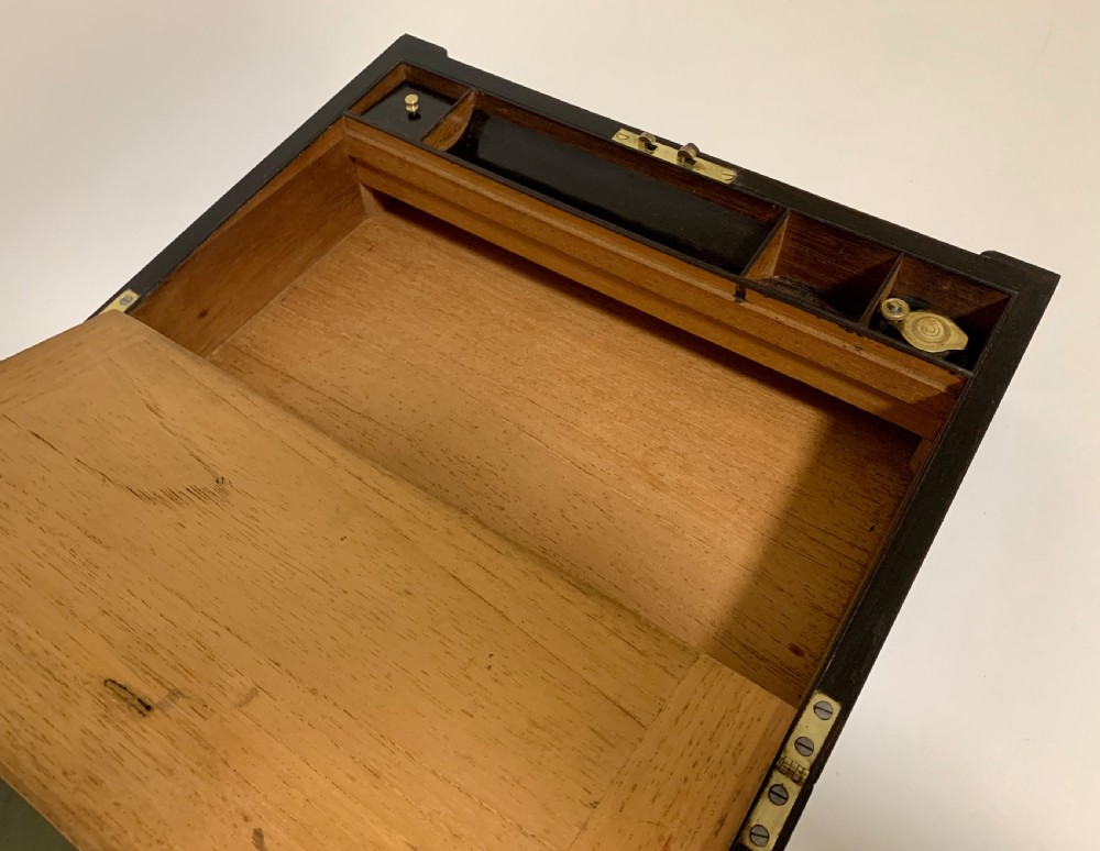 Antique Ebony and Burr Wood Writing Slope View XVII