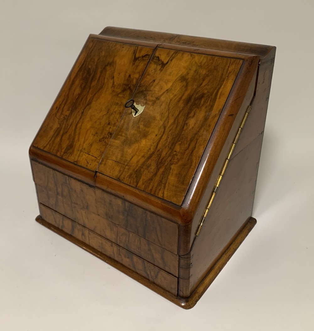 Victorian Burr Walnut Stationery Cabinet with Calendar View IV