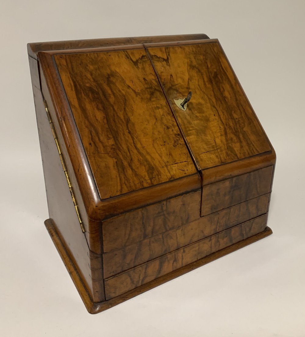 Victorian Burr Walnut Stationery Cabinet with Calendar View VIII