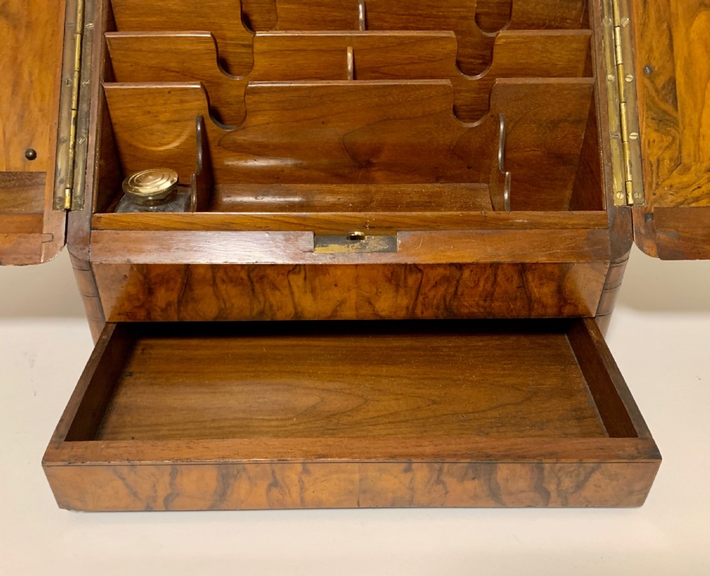 Victorian Burr Walnut Stationery Cabinet with Calendar View XII