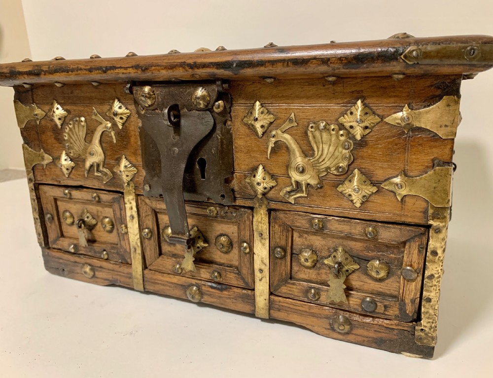 Antique Indian Brass Mounted Casket View IV