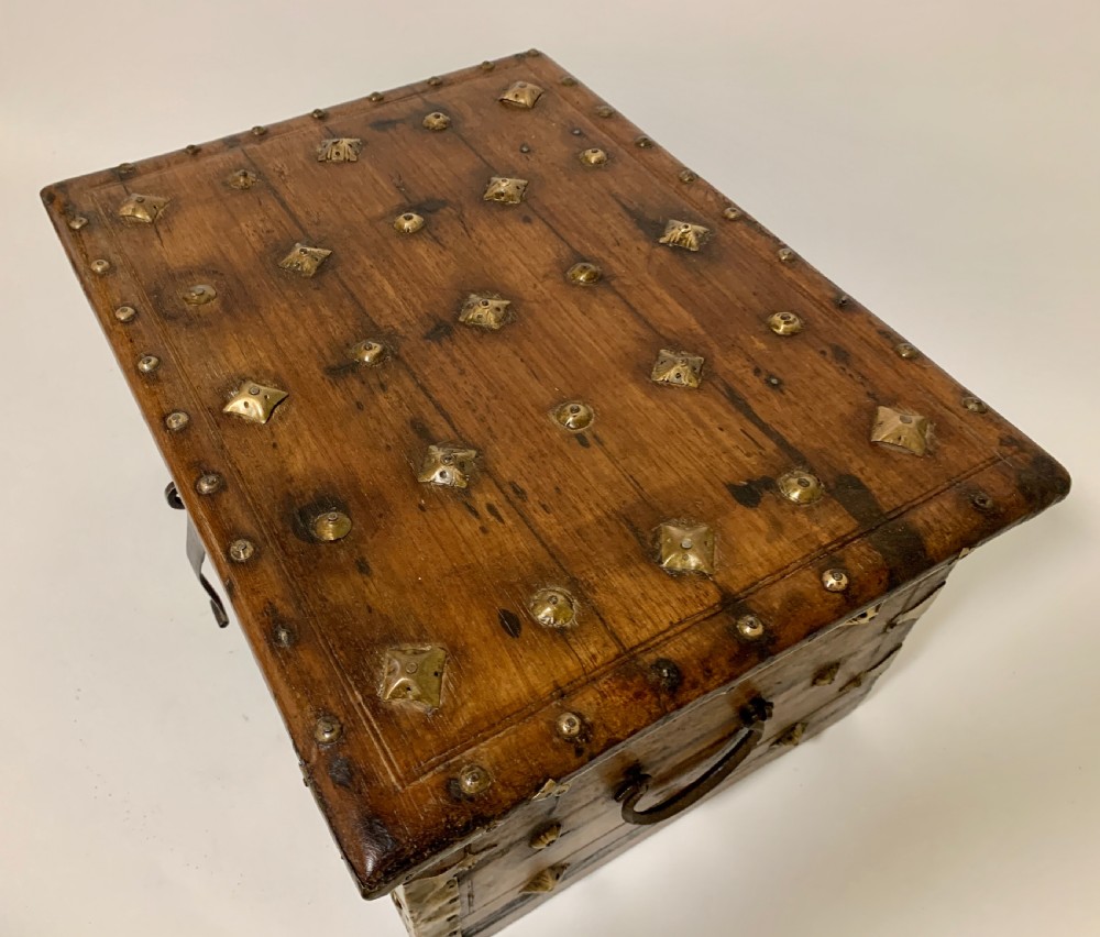 Antique Indian Brass Mounted Casket View V