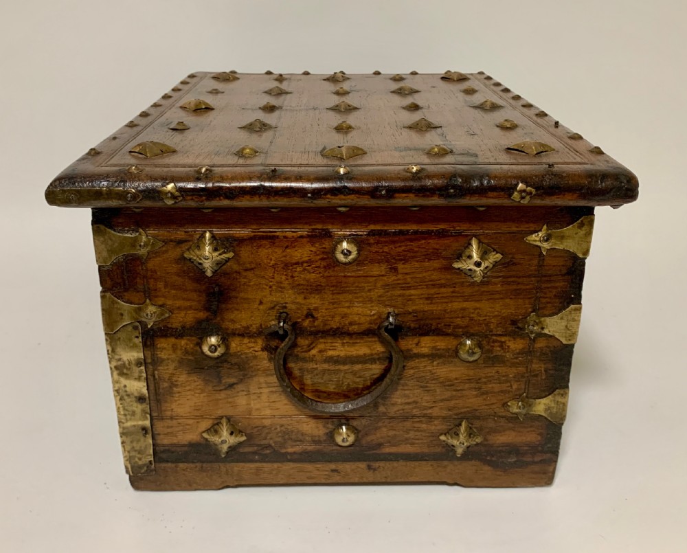 Antique Indian Brass Mounted Casket View VI