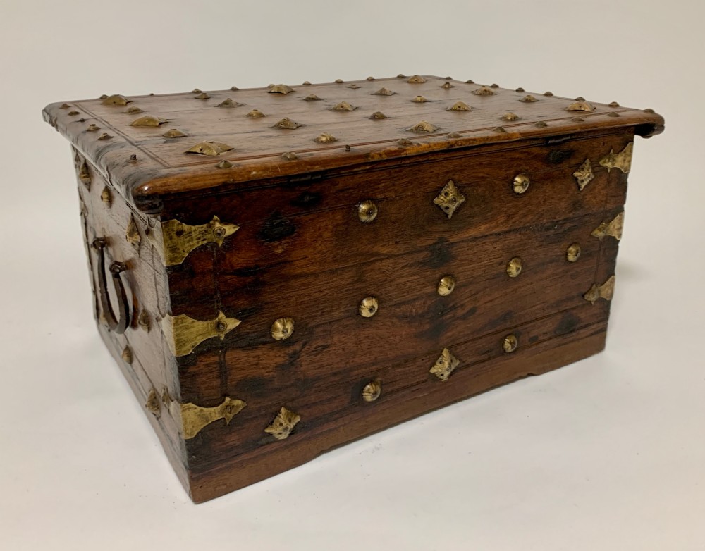 Antique Indian Brass Mounted Casket View VII