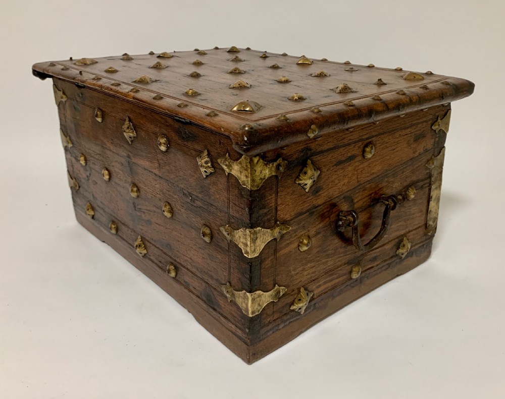Antique Indian Brass Mounted Casket View IX