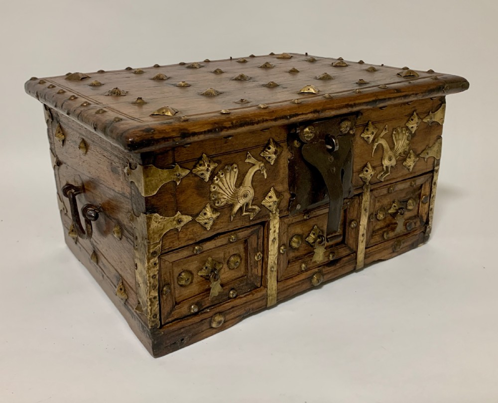Antique Indian Brass Mounted Casket View XI