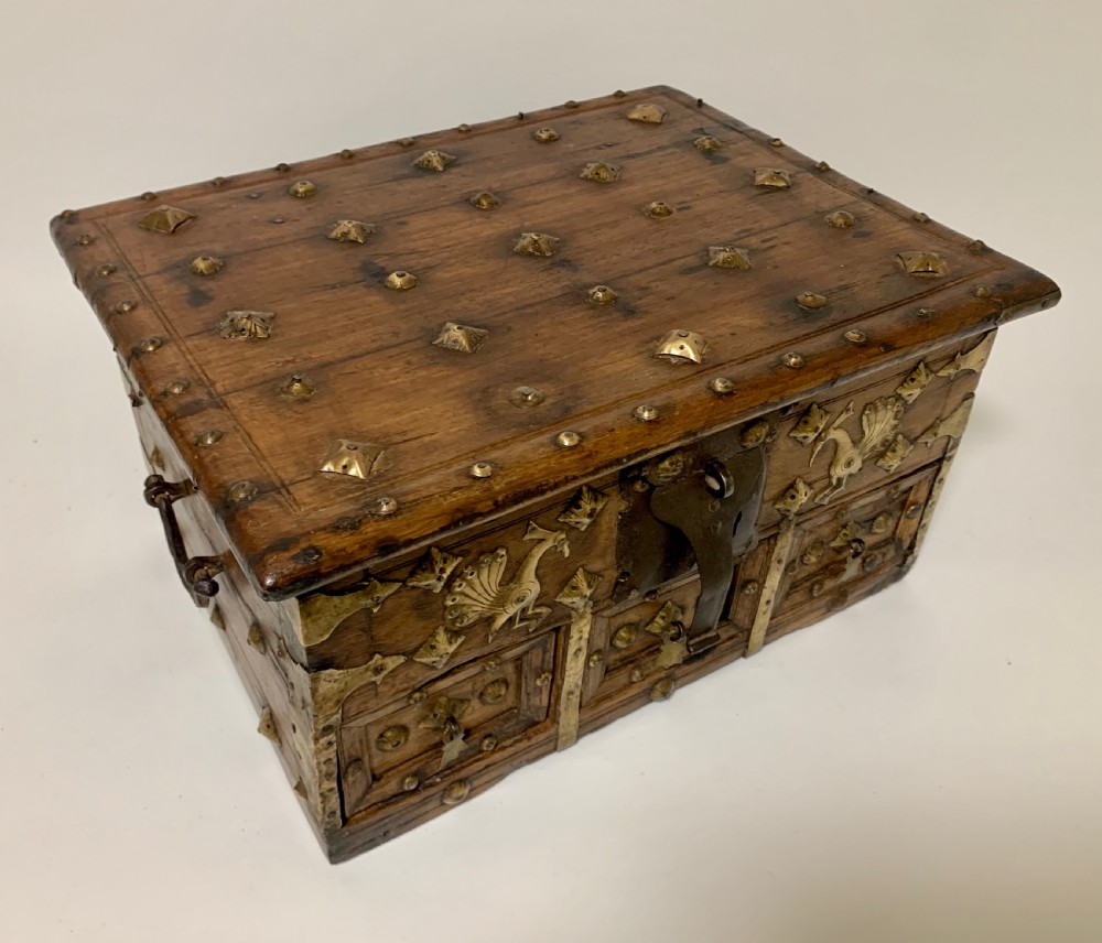 Antique Indian Brass Mounted Casket View XII