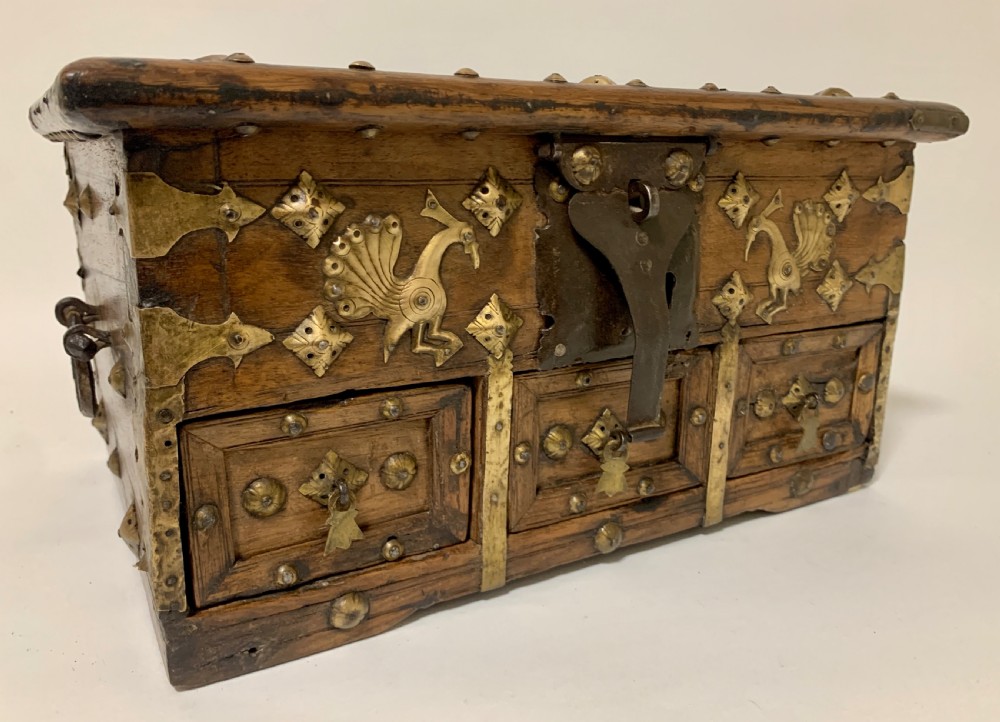 Antique Indian Brass Mounted Casket View XIII