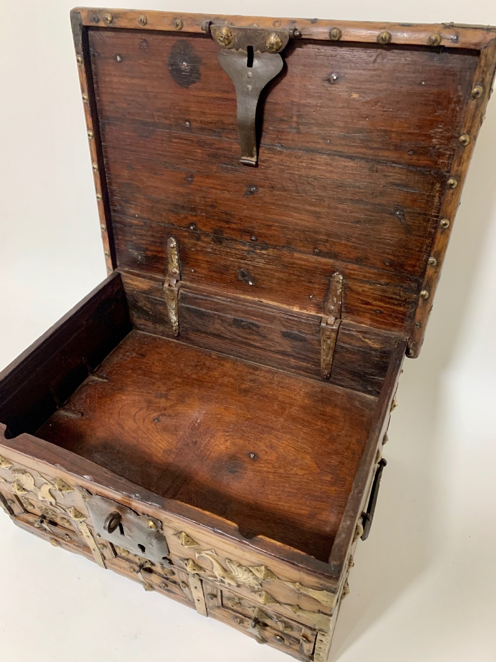 Antique Indian Brass Mounted Casket View XVI