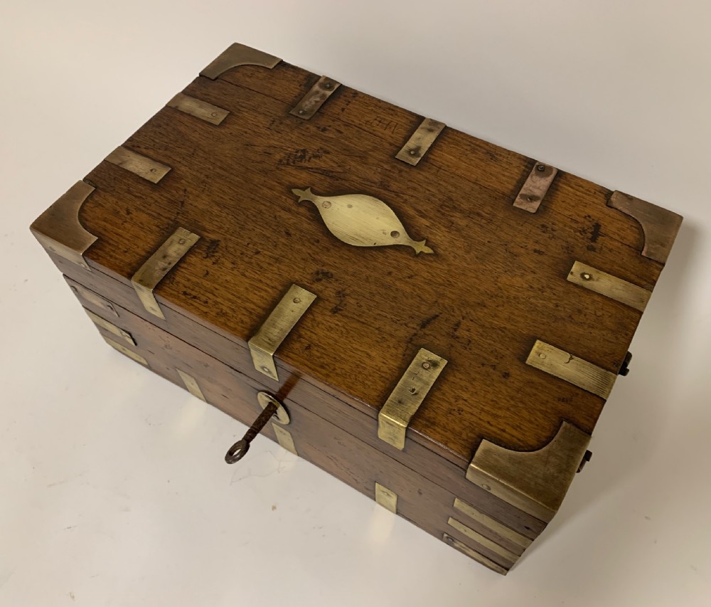 Antique Anglo Indian Brass Bound Military Document Box View II