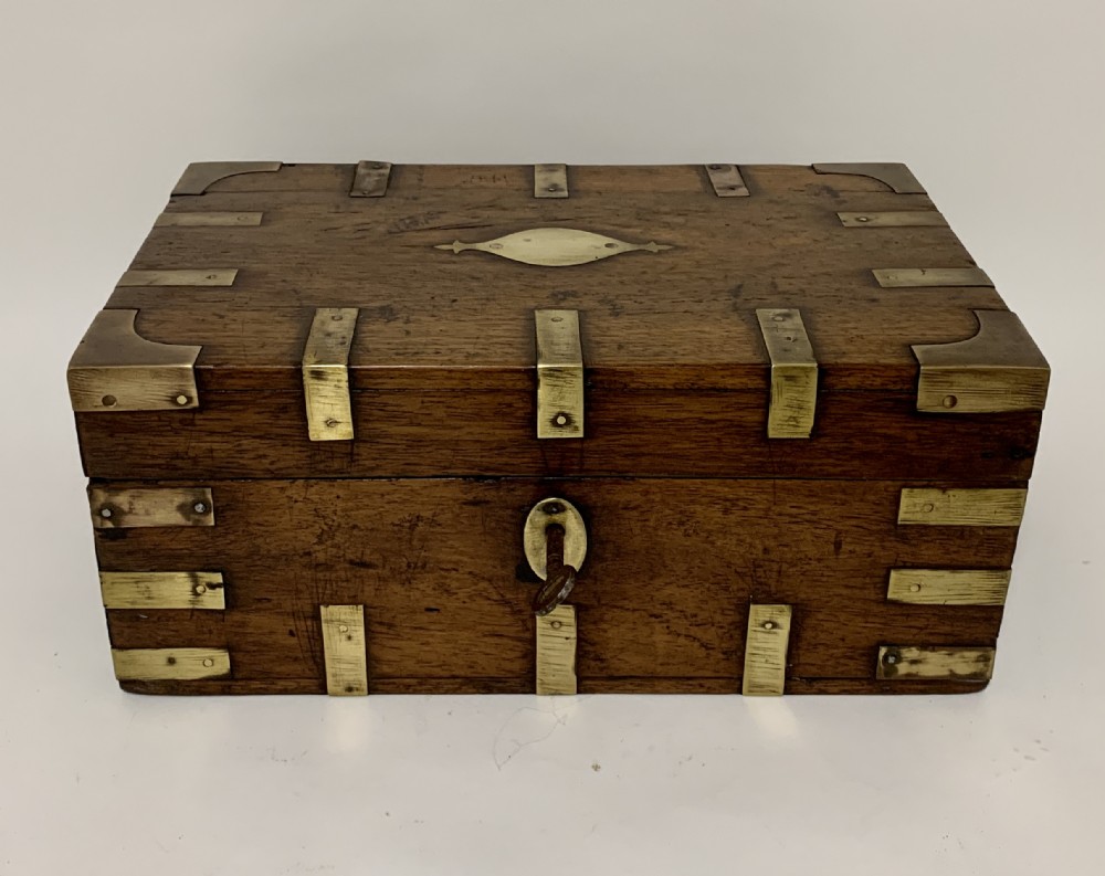 Antique Anglo Indian Brass Bound Military Document Box