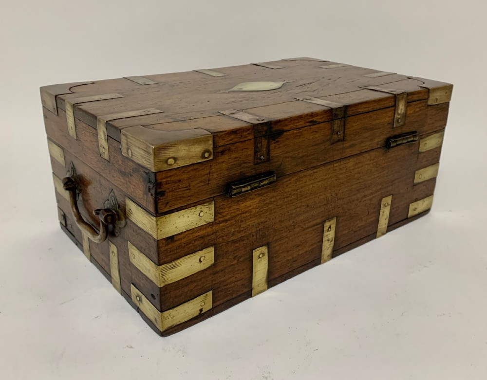 Antique Anglo Indian Brass Bound Military Document Box View V