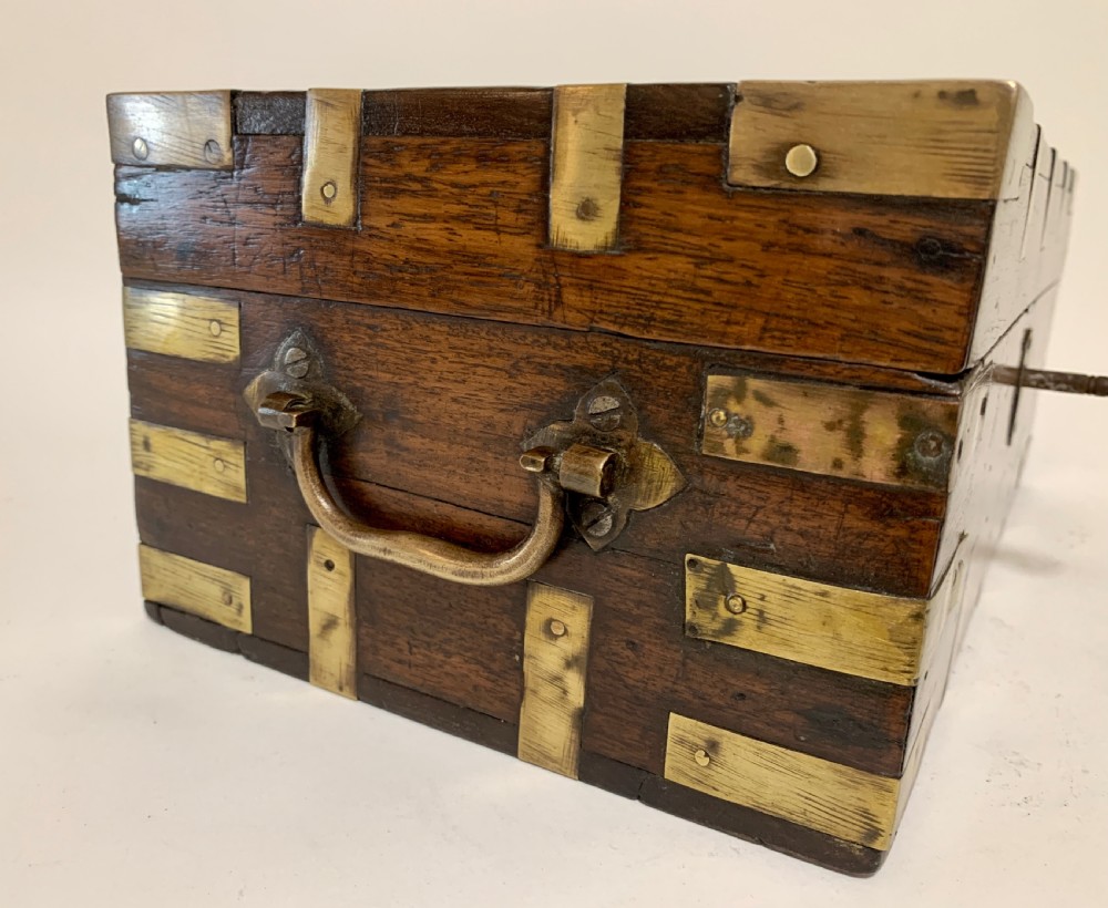 Antique Anglo Indian Brass Bound Military Document Box View X