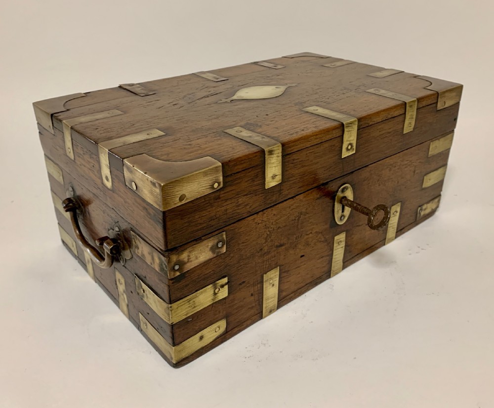 Antique Anglo Indian Brass Bound Military Document Box View XI