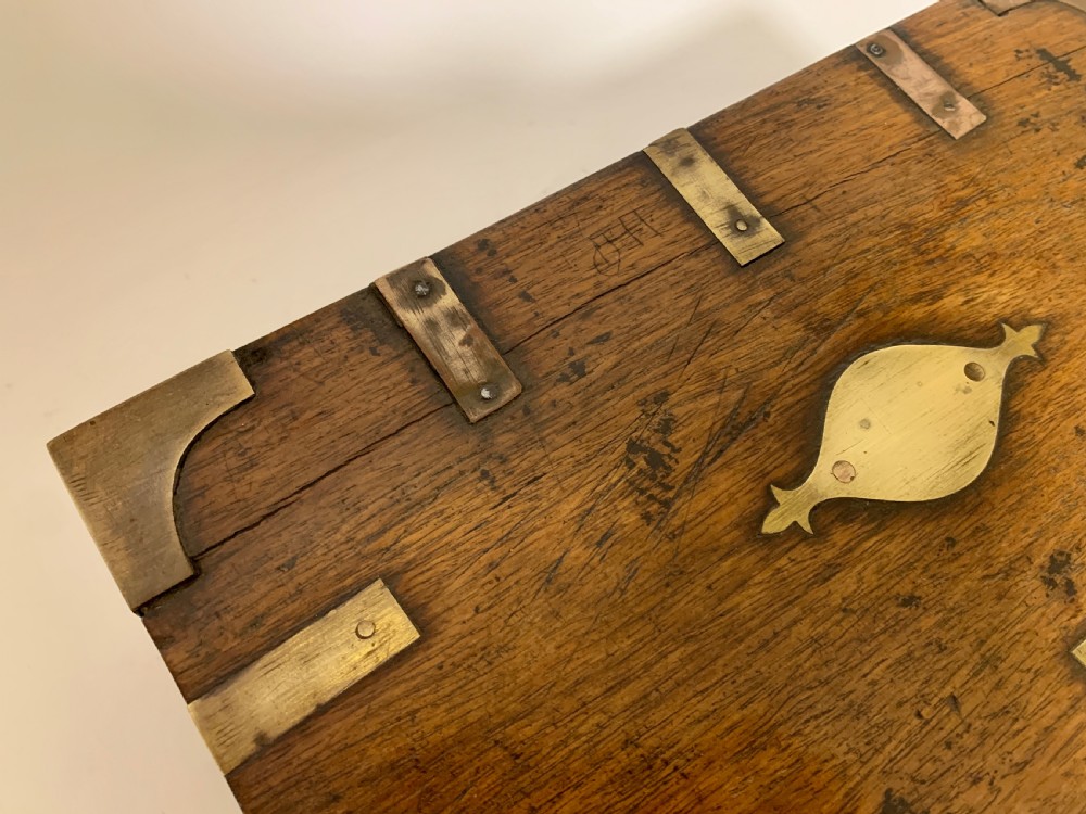 Antique Anglo Indian Brass Bound Military Document Box View XIII