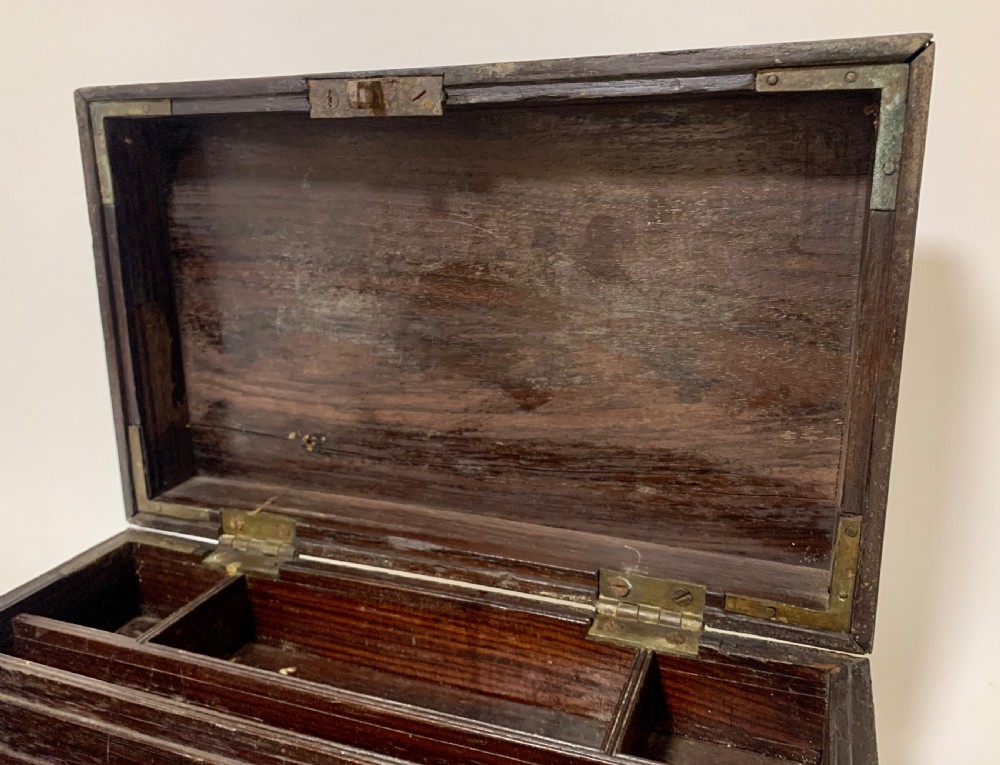 Antique Anglo Indian Brass Bound Military Document Box View XVII