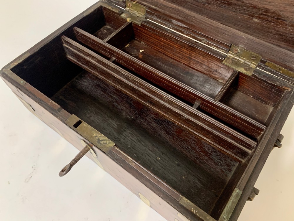 Antique Anglo Indian Brass Bound Military Document Box View XVIII
