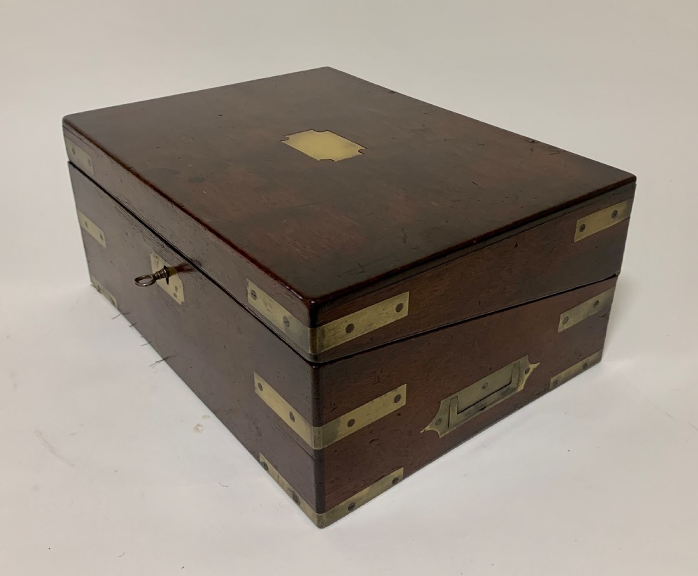 Antique Mahogany Campaign Writing Slope View III